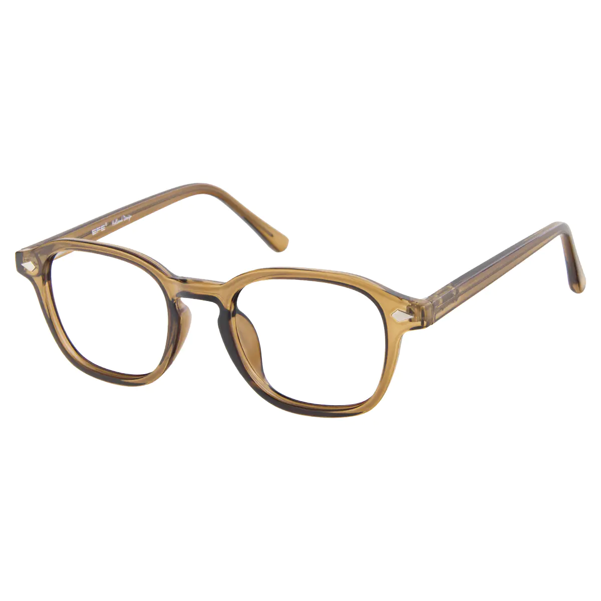 Rectangle Transparent Brown Reading Glasses