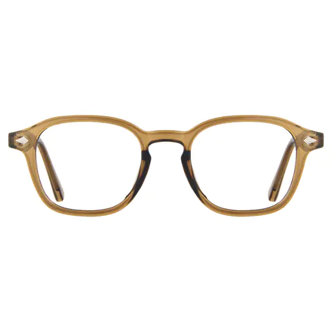 Rectangle Transparent Brown Reading Glasses