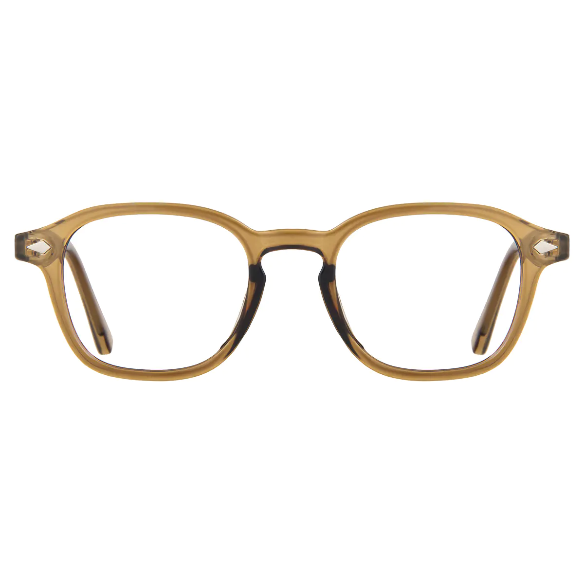 Rectangle Transparent Brown Reading Glasses