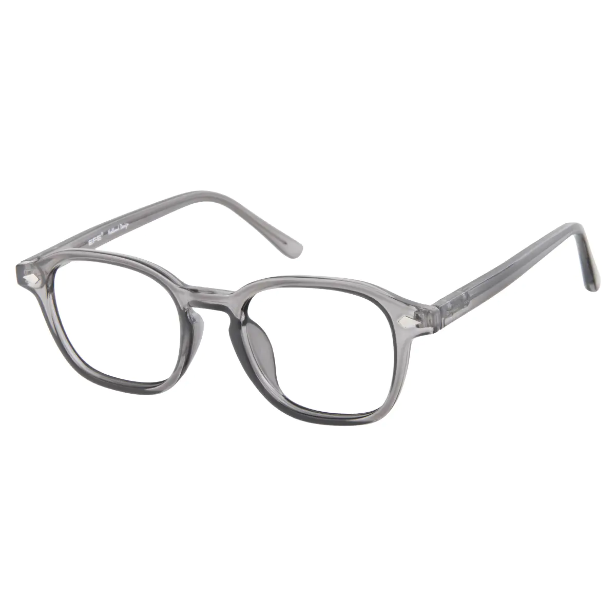 Rectangle Transparent Gray Reading Glasses