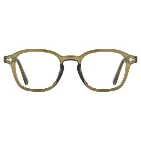 Rectangle Transparent Green Eyeglasses