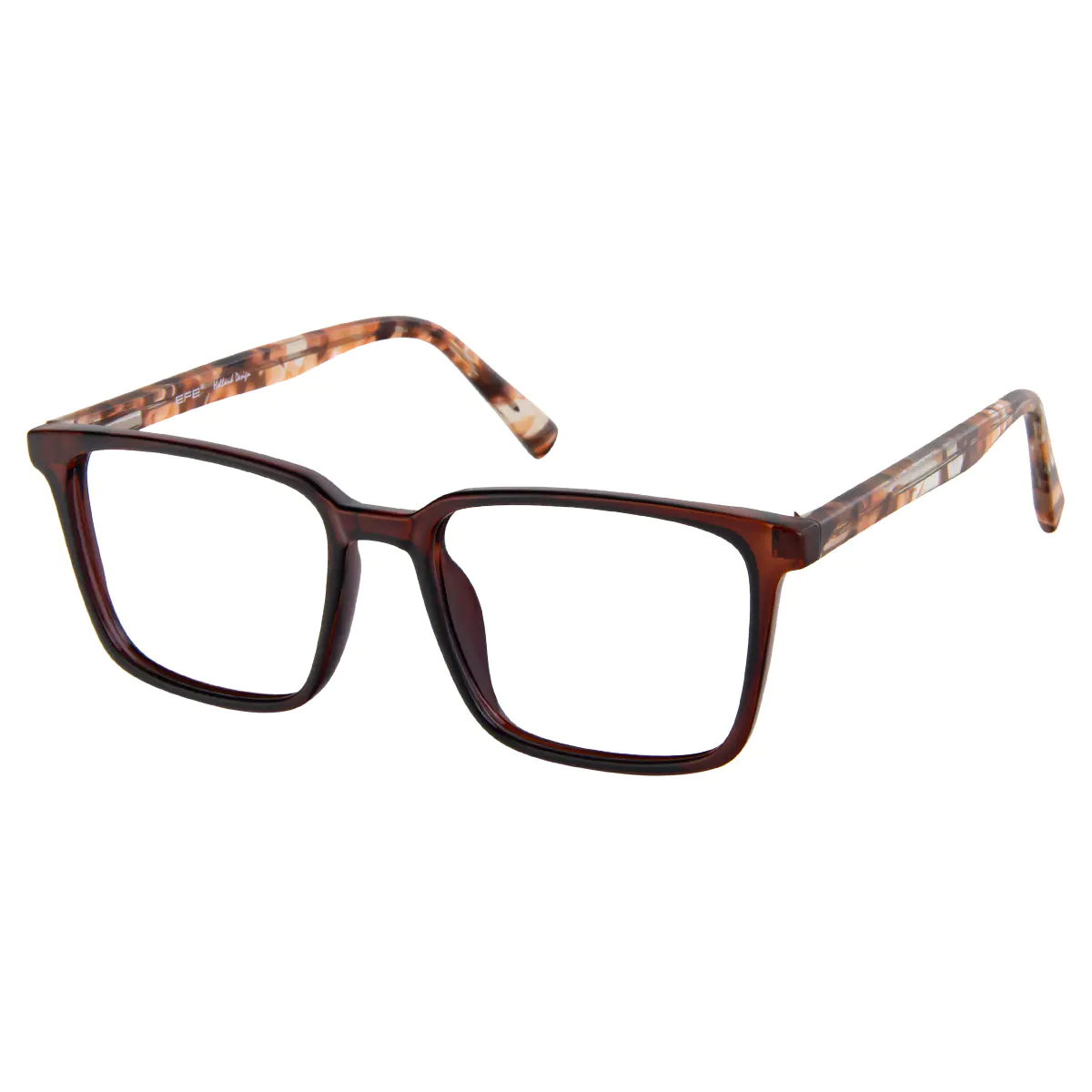 Rectangle Transparent Brown Eyeglasses