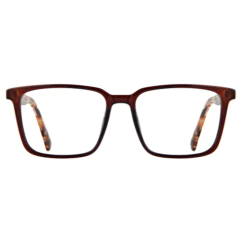 Rectangle Transparent Brown Eyeglasses