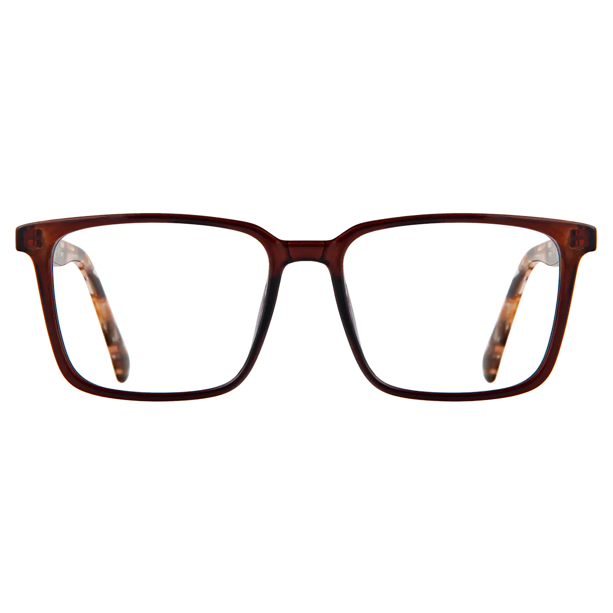 Rectangle Transparent Brown Eyeglasses