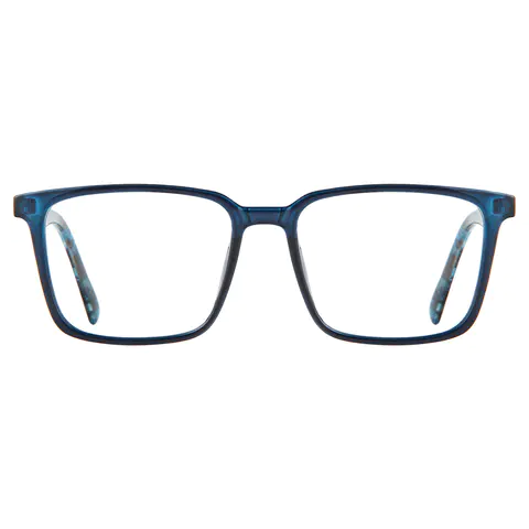 Rectangle Transparent Blue Eyeglasses
