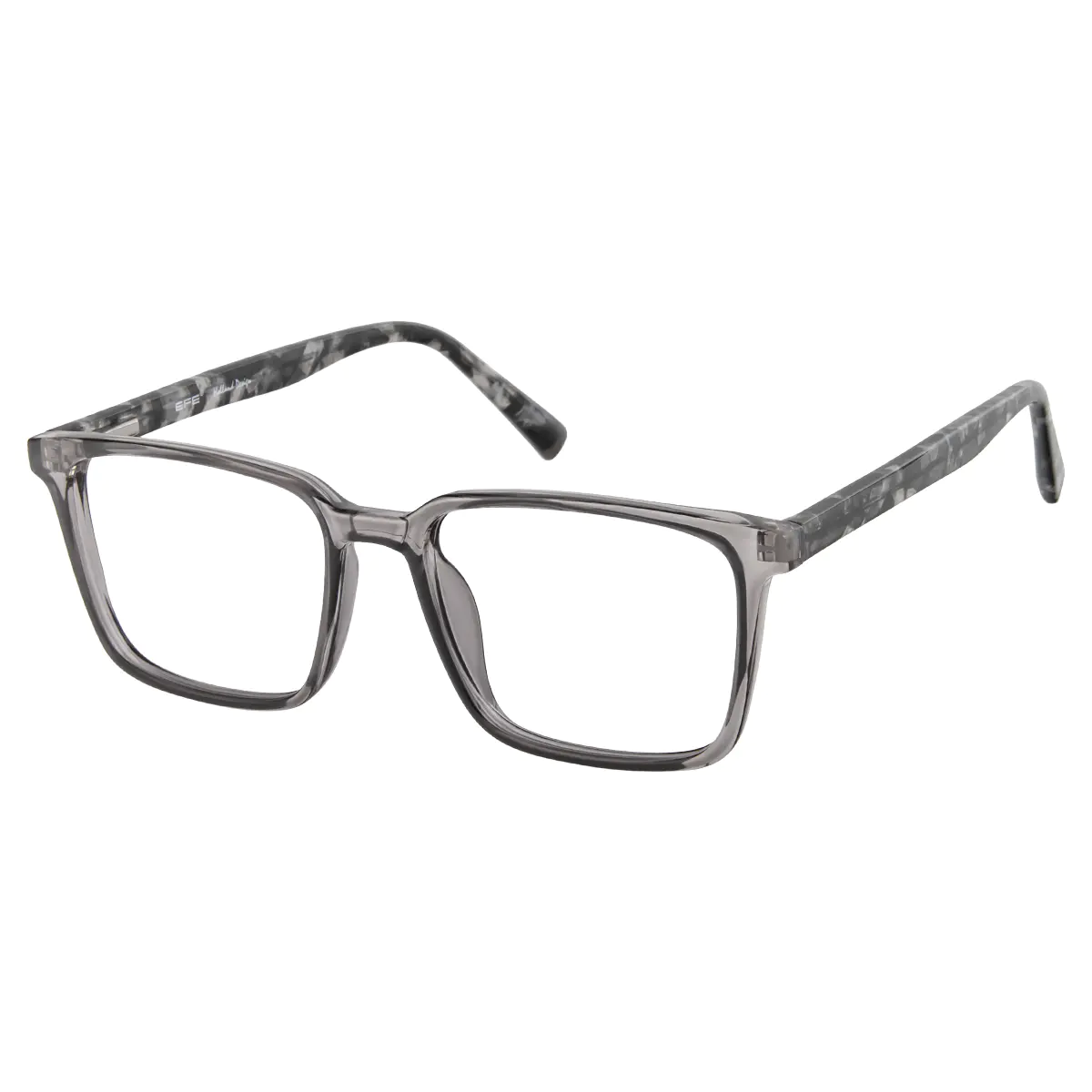 Rectangle Transparent Gray Reading Glasses