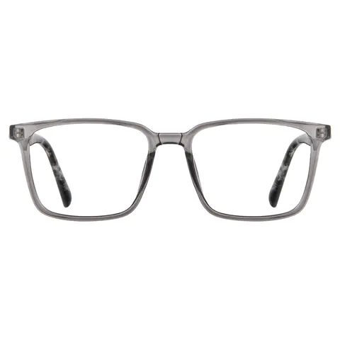 Rectangle Transparent Gray Reading Glasses