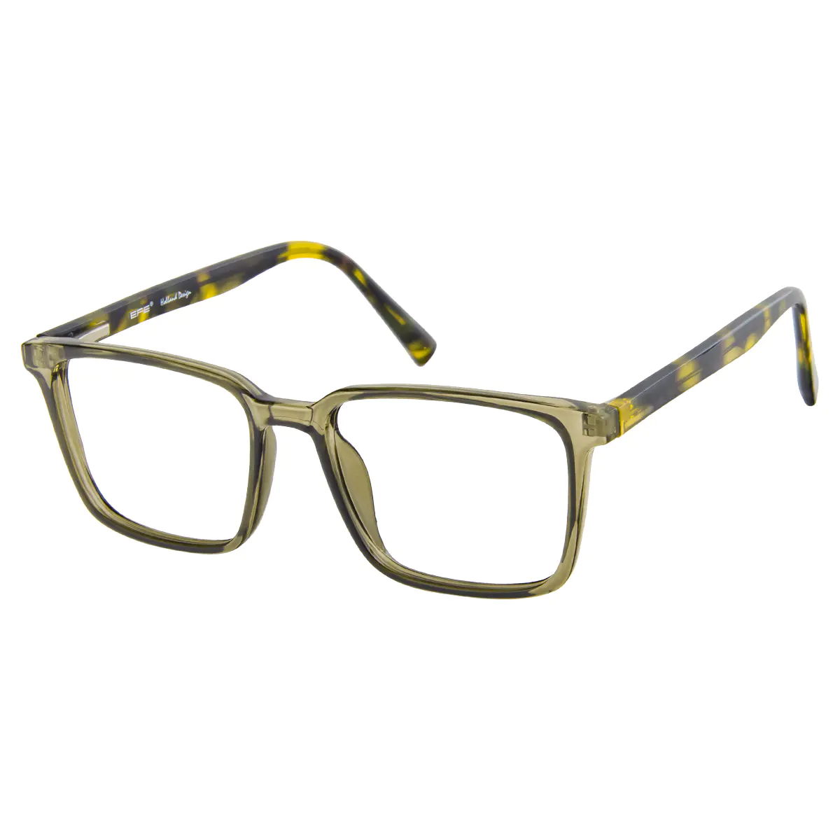 Rectangle Transparent Green Eyeglasses