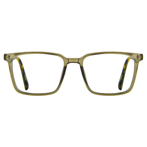 Rectangle Transparent Green Eyeglasses