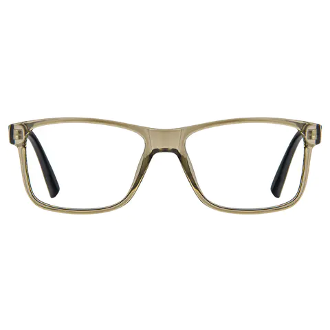Rectangle Transparent Green Reading Glasses