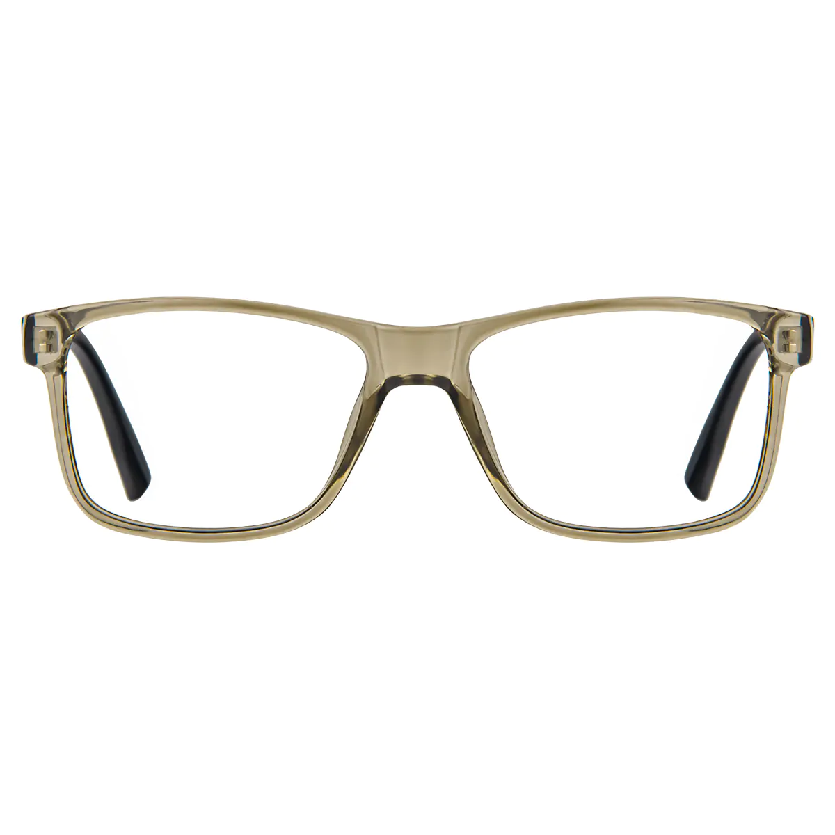 Rectangle Transparent Green Reading Glasses