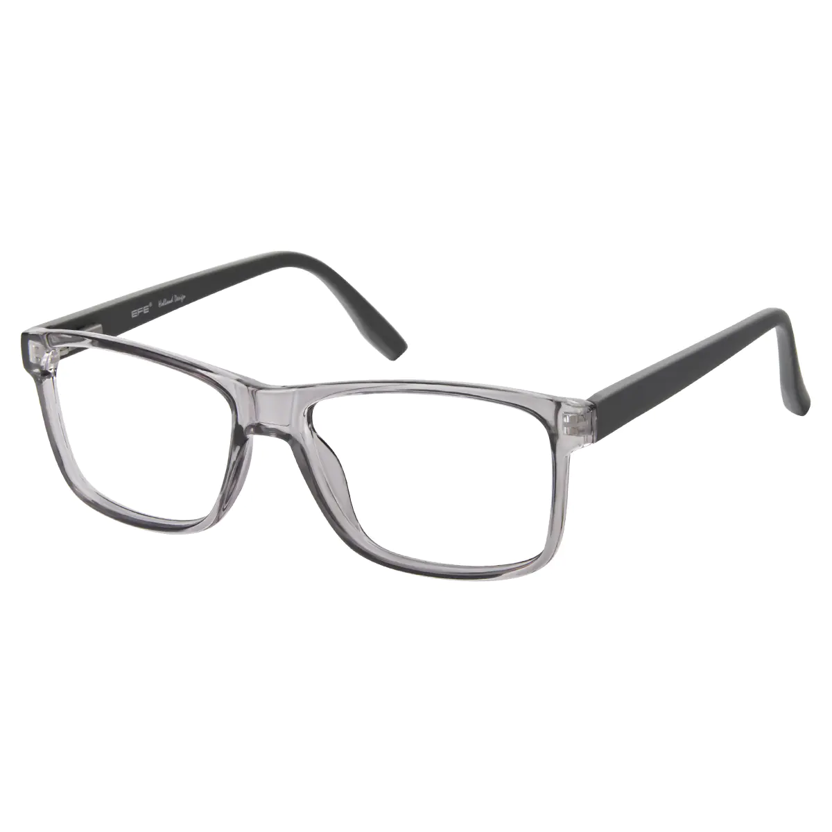 Rectangle Transparent Gray Reading Glasses
