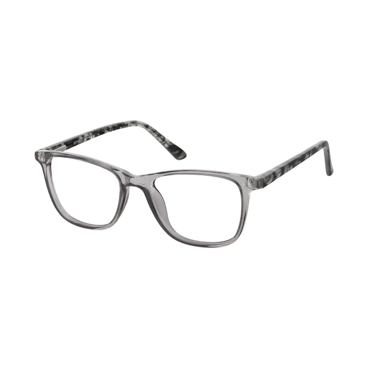 Rectangle Transparent Gray Reading Glasses