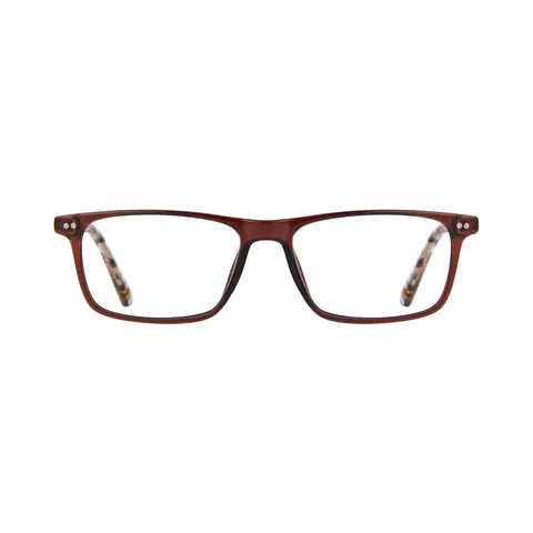 Rectangle Transparent Brown Reading Glasses