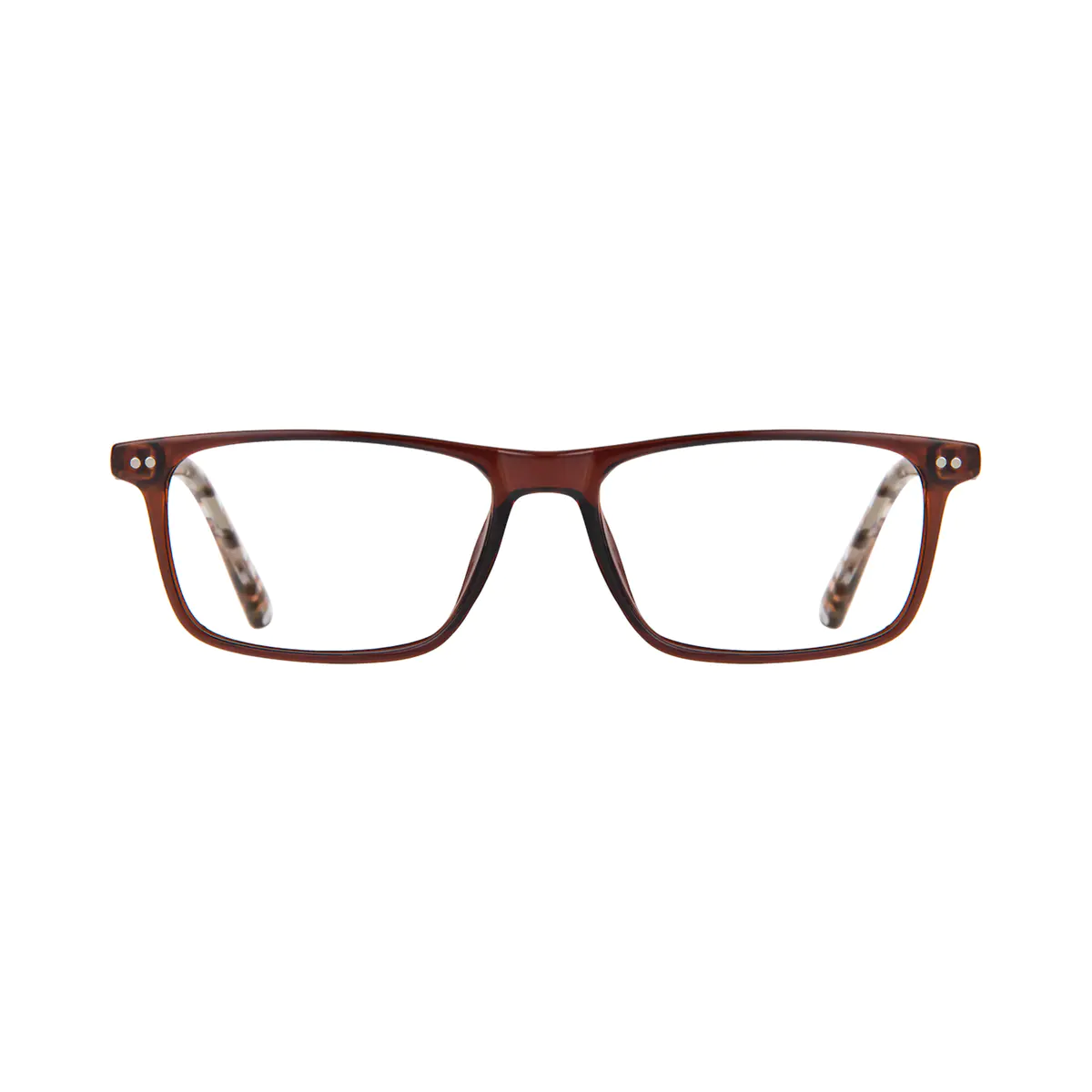 Rectangle Transparent Brown Reading Glasses