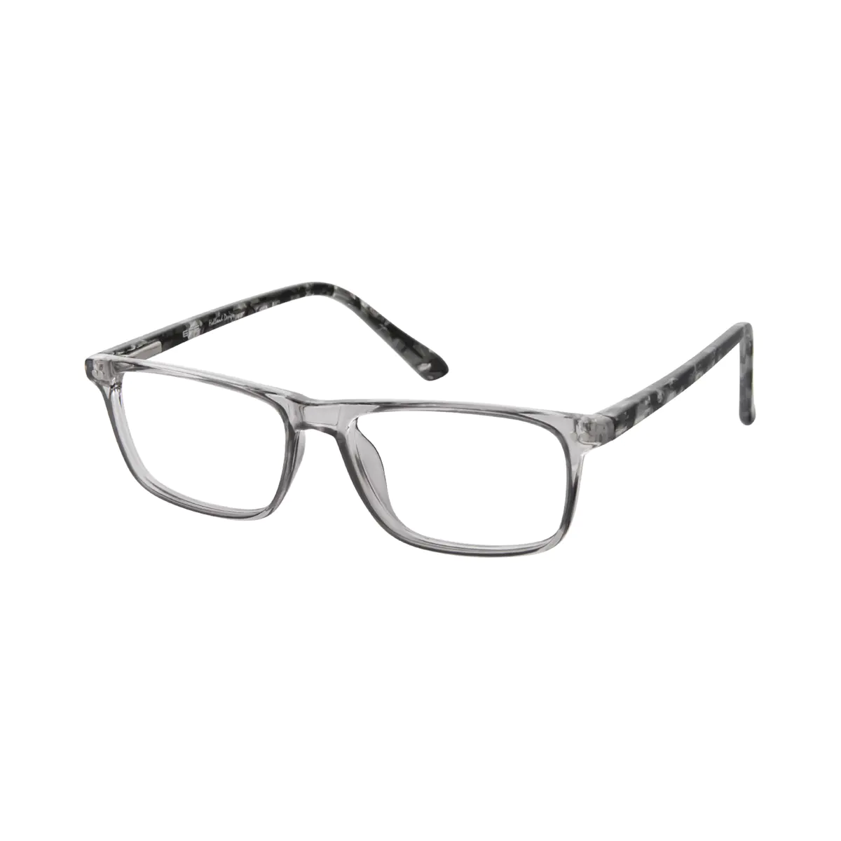 Rectangle Transparent Gray Reading Glasses