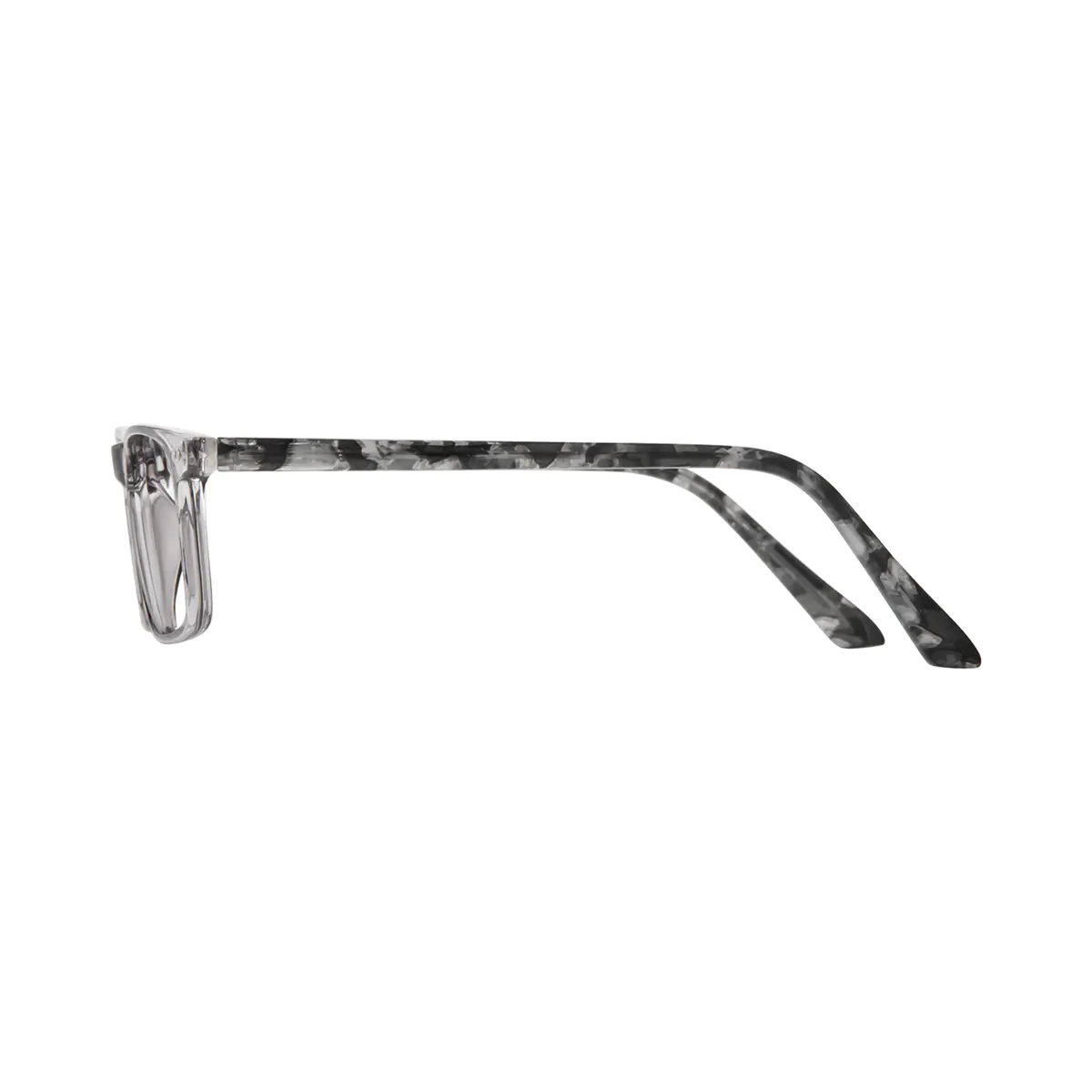 Rectangle Transparent Gray Reading Glasses