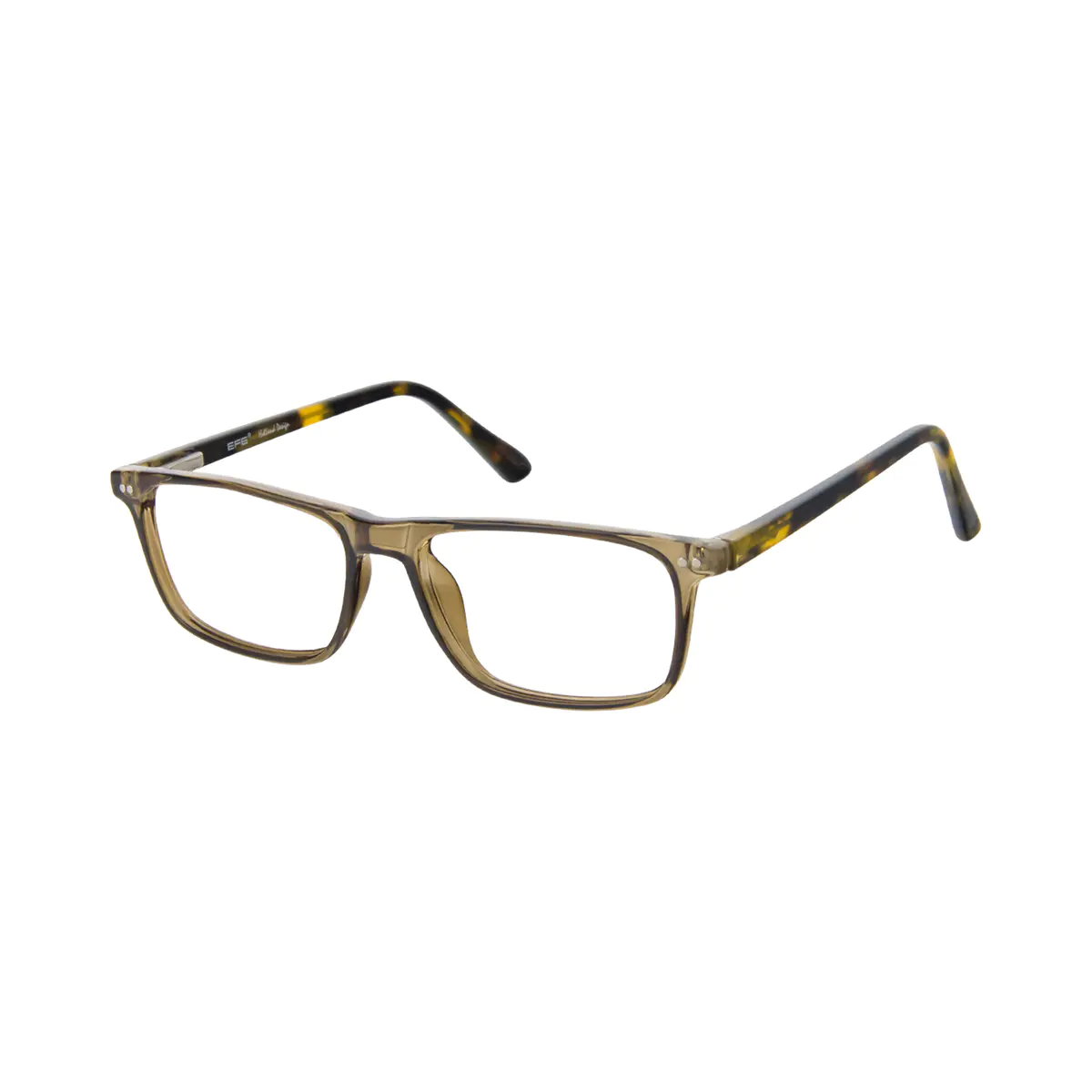 Rectangle Transparent Green Reading Glasses