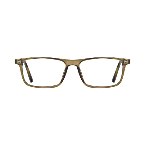 Rectangle Transparent Green Reading Glasses