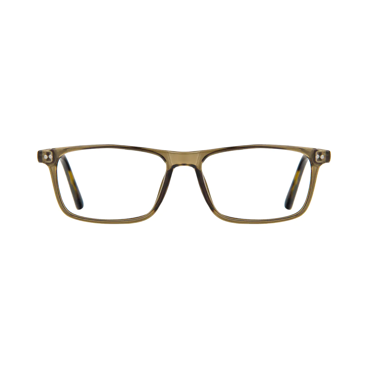 Rectangle Transparent Green Reading Glasses