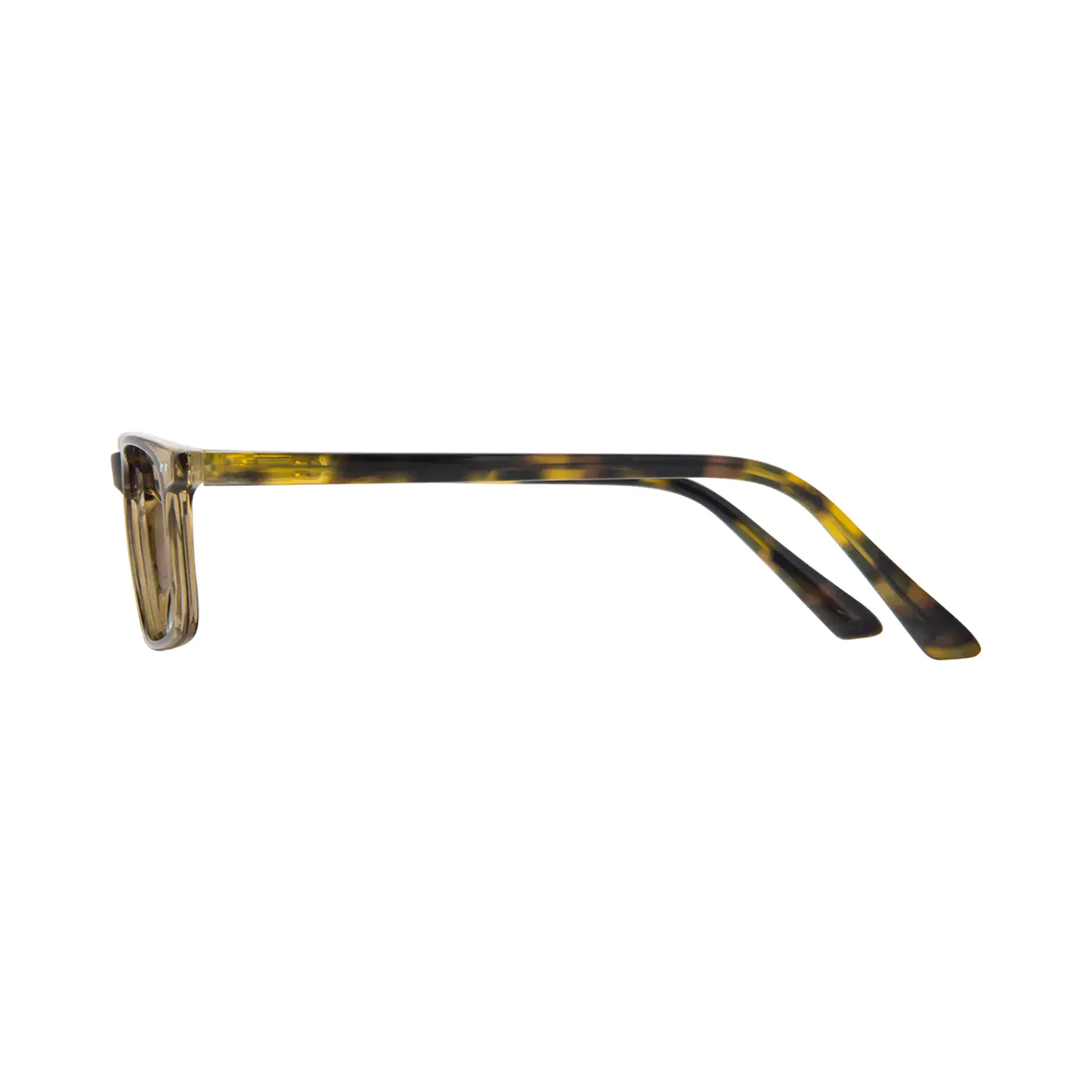 Rectangle Transparent Green Reading Glasses