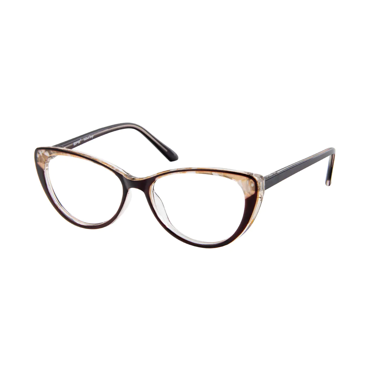 Cat-eye Clear/Brown Eyeglasses