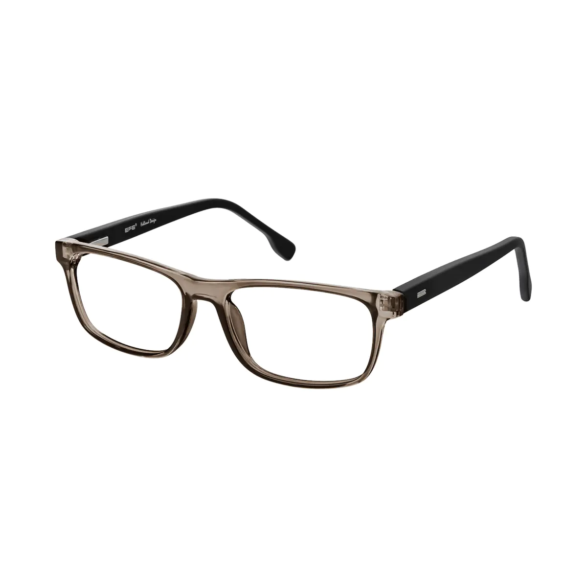 Rectangle Transparent Brown Eyeglasses