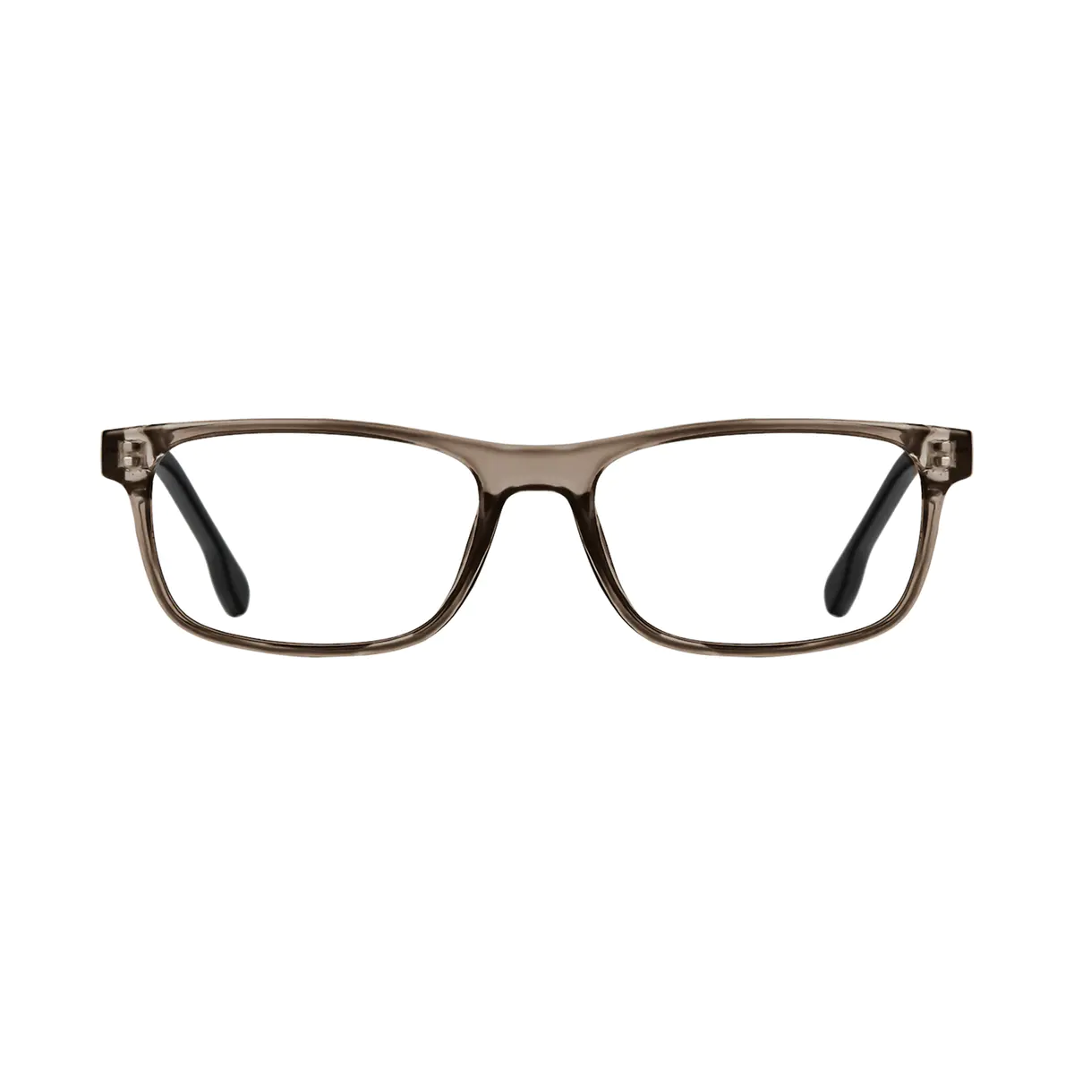 Rectangle Transparent Brown Eyeglasses
