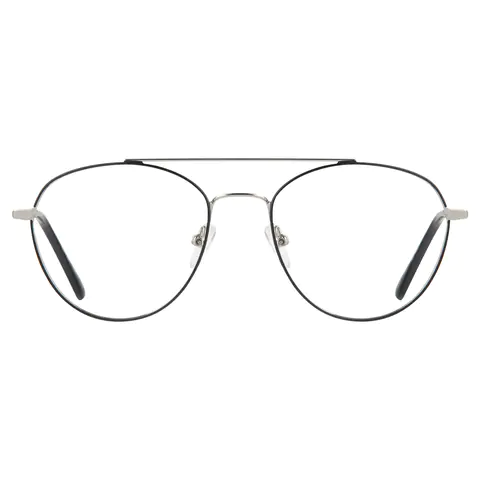 Aviator Black Silver Eyeglasses