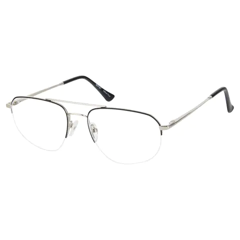 Aviator Black Silver Eyeglasses