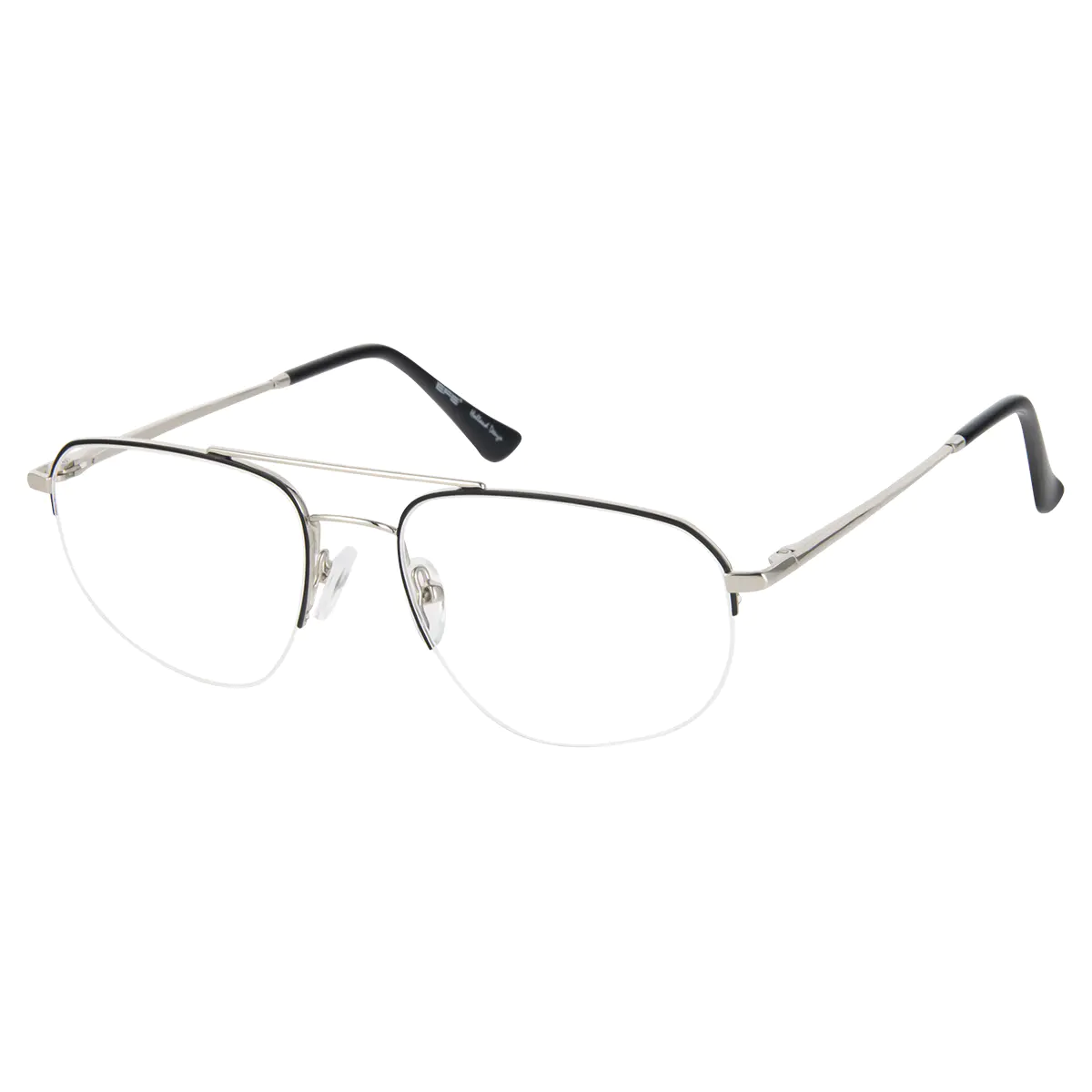 Aviator Black Silver Eyeglasses