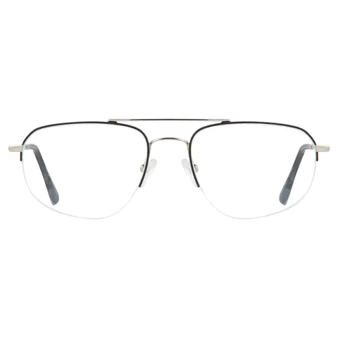 Aviator Black Silver Eyeglasses