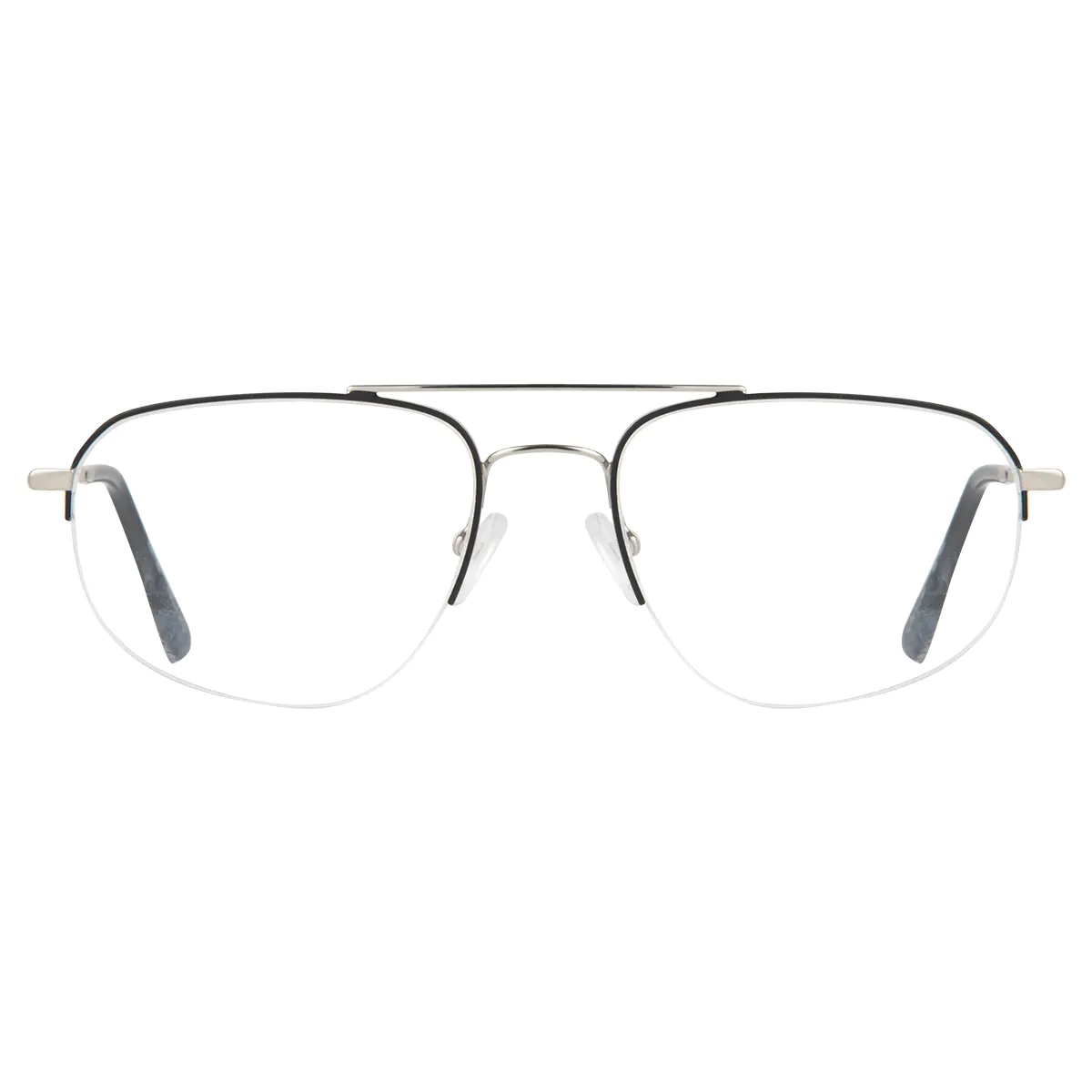 Aviator Black Silver Eyeglasses