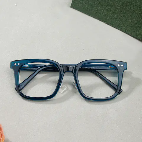 Square Transparent Blue Eyeglasses