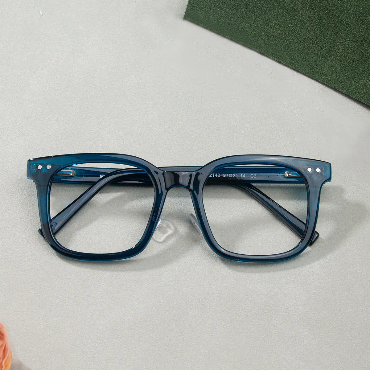 Square Transparent Blue Eyeglasses