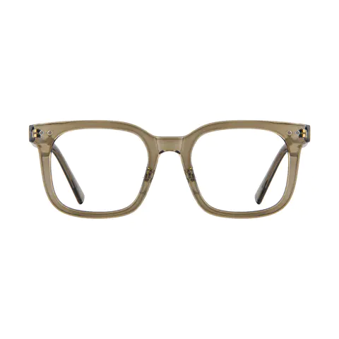 Square Transparent Green Eyeglasses