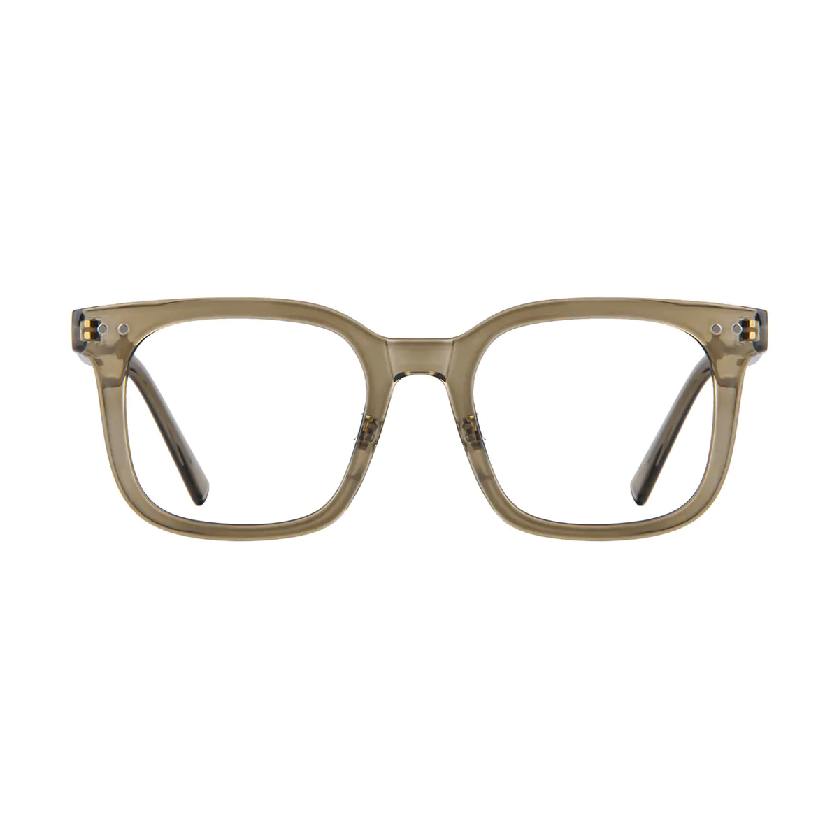 Square Transparent Green Eyeglasses
