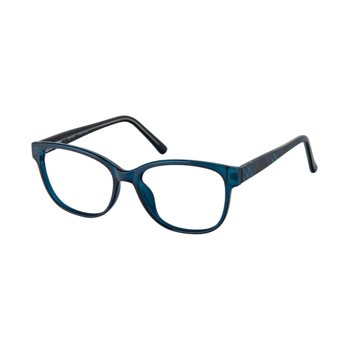 Rectangle Transparent Blue Eyeglasses