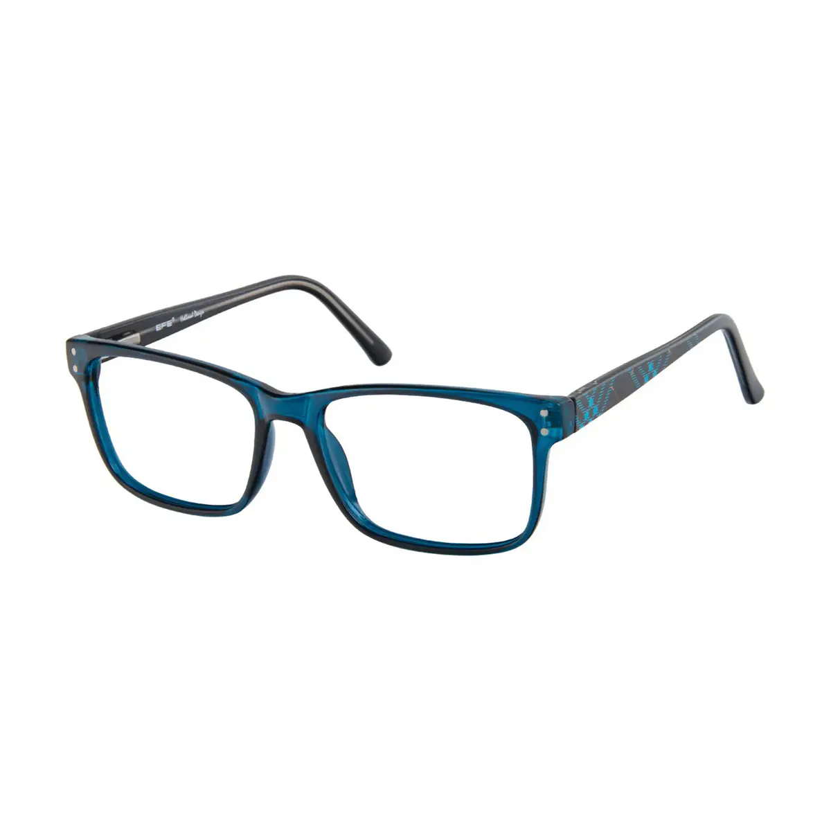 Rectangle Transparent Blue Eyeglasses