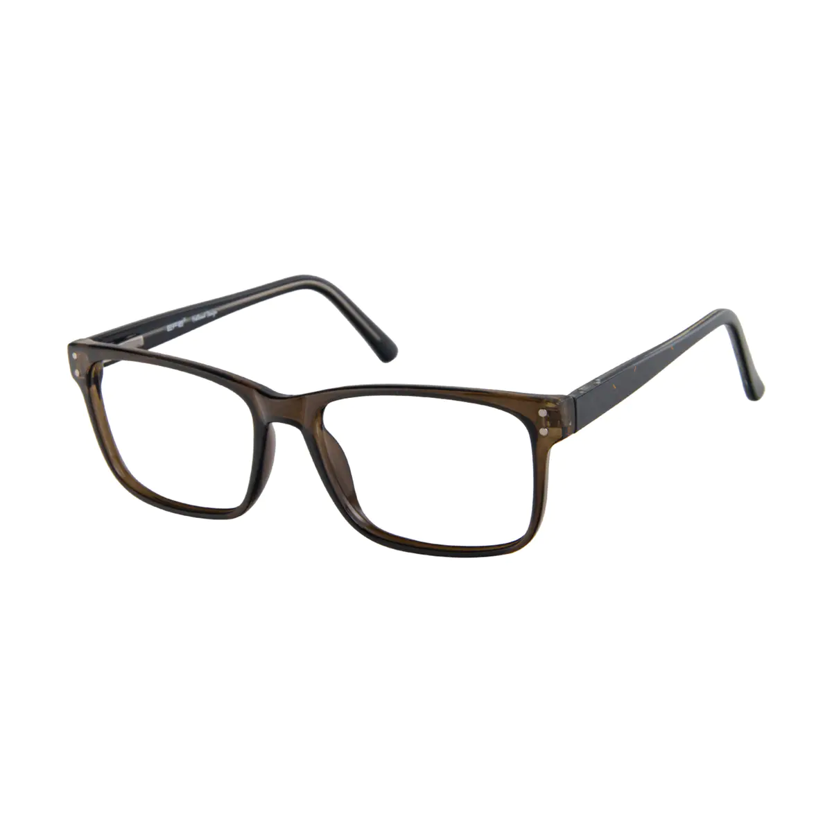 Rectangle Transparent Brown Eyeglasses
