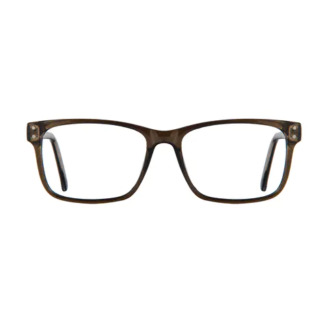 Rectangle Transparent Brown Eyeglasses