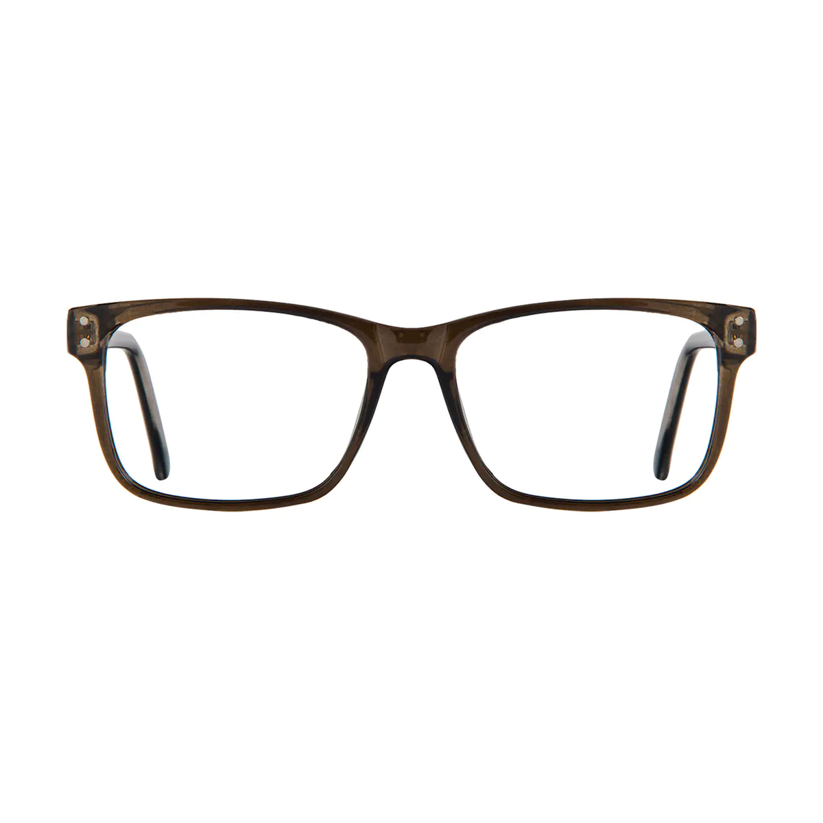 Rectangle Transparent Brown Eyeglasses