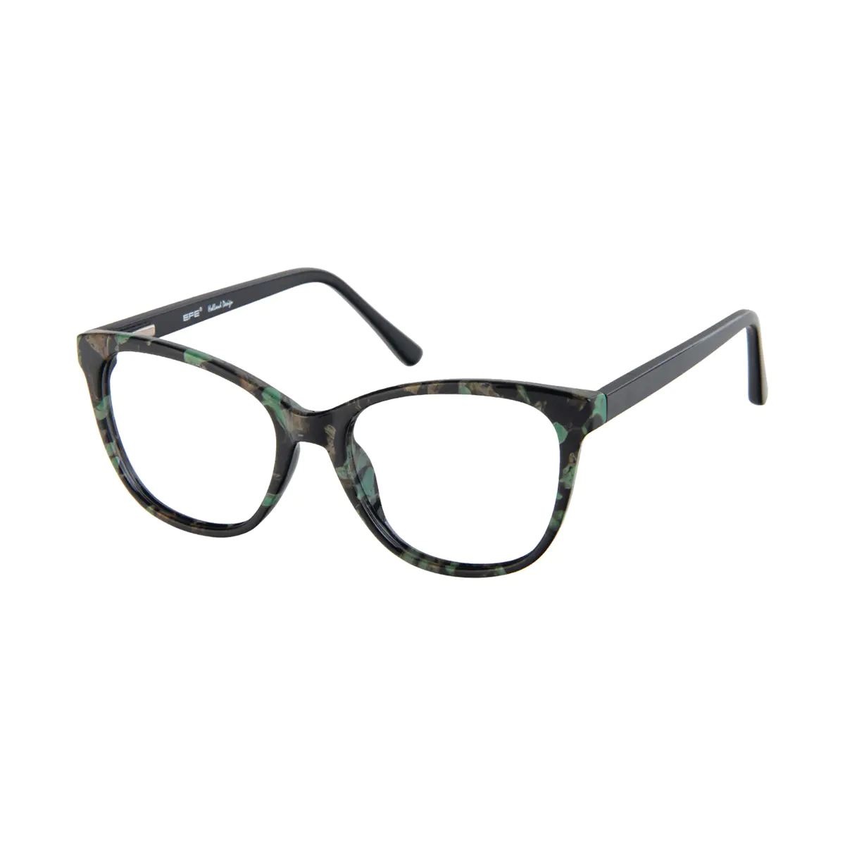 Cat-eye Black/Green Eyeglasses