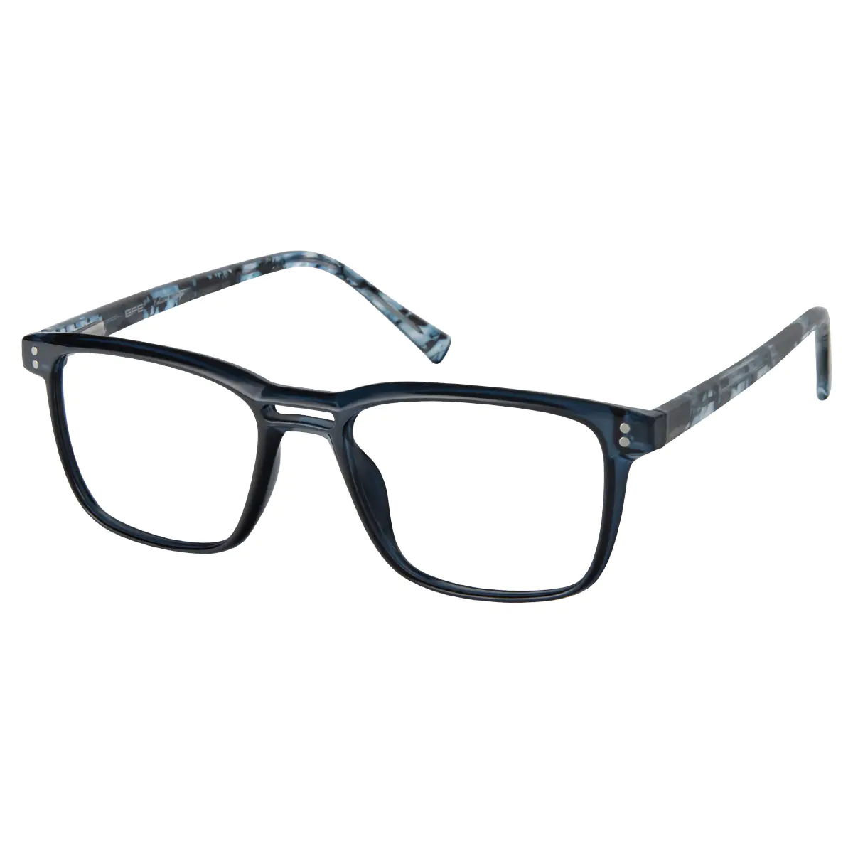 Rectangle Transparent Blue Eyeglasses