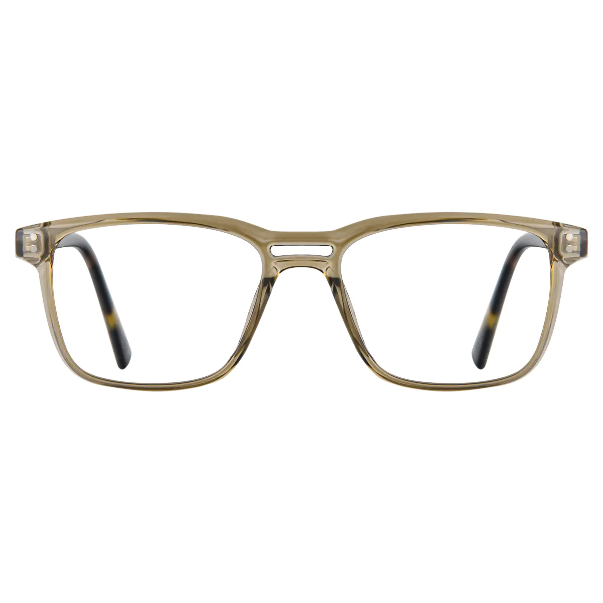 Rectangle Transparent Green Eyeglasses
