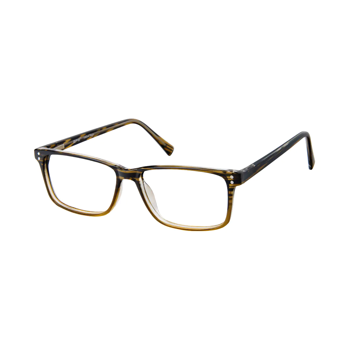 Rectangle Light Brown Eyeglasses