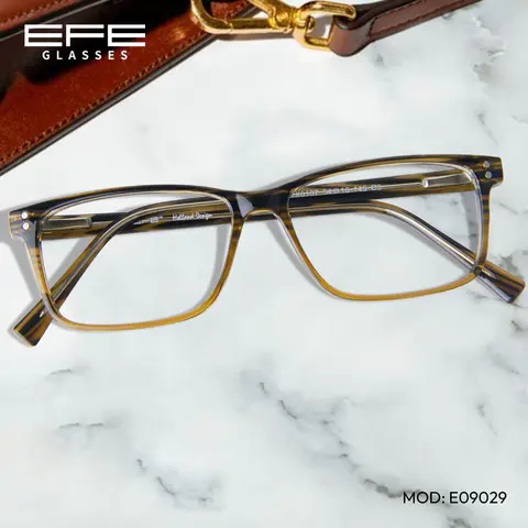 Rectangle Light Brown Eyeglasses