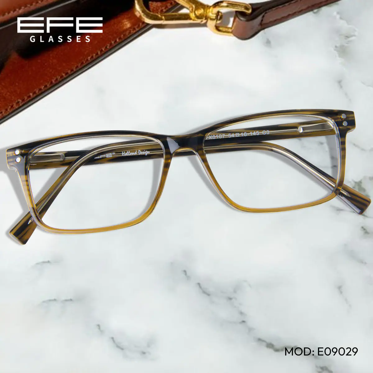 Rectangle Light Brown Eyeglasses