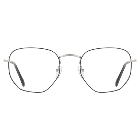 Geometric Black Silver Eyeglasses