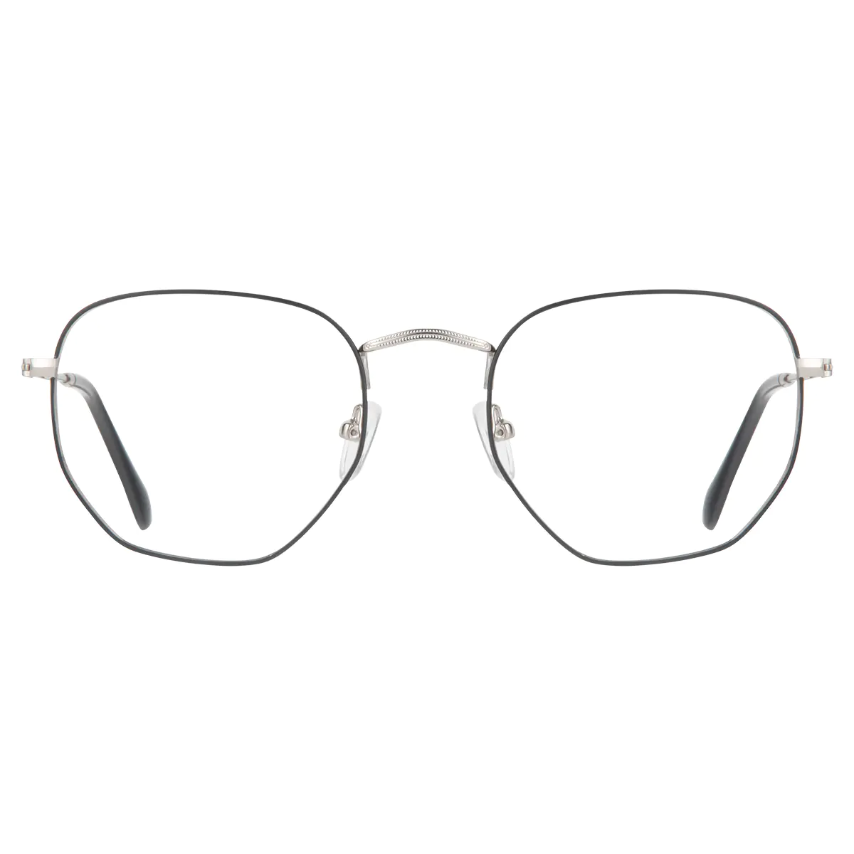 Geometric Black Silver Eyeglasses